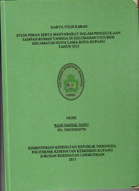 Image of Studi kondisi sumur gali pada Desa Moraman Kecamatan Alor Barat Daya Kabupaten Alor tahun 2013