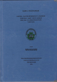Image of Faktor-faktor determinan CA Mammae di Rumah Sakit Umum Daerah Prof. Dr. W.Z. Johannes Kupang tahun 2011