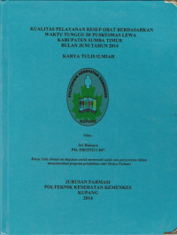 Image of Kualitas pelayanan resep obat berdasarkan waktu tunggu di puskesmas Lewa kabupaten Sumba Timur bulan Juni tahun 2014