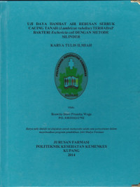Image of Uji daya hambat air rebusan serbuk cacing tanah (Lumbricus rubellus) terhadap bakteri Escheria coli dengan metode silinder