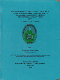 Image of Uji toksisitas akut ekstrak etanol daul lelak (uvaria rufa Blume) terhadap larva Artemia salina Leach dengan metode Brine Shrimplethality test (BST)