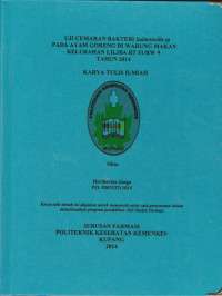 Image of Uji cemaran baktei salmonella sp pada ayam goreng di warung makan kelurahan liliba RT 51 RW 9 tahun 2014