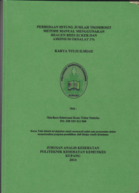Image of Perbedaan hitung jumlah trombosit metode manual menggunakan reagen rees ecker dan amonium oksalat 1%