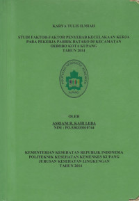 Image of Studi faktor-faktor penyebab kecelakaan kerja para pekerja pabrik batako di kecamatan Oebobo kota Kupang