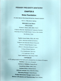 Image of Water fluoridation : Primary preventif dentistry  chapter 8